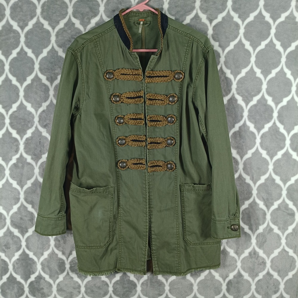 Free People Military Jacket Women Small Green Moss Passenger Utility Coat